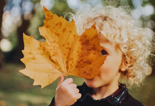 enfant avec feuille