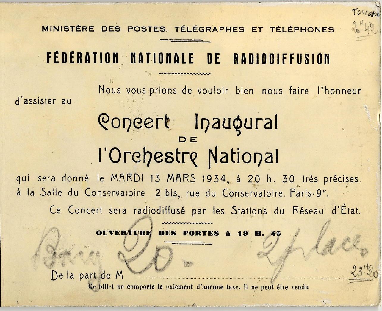 Concert inaugural 1934