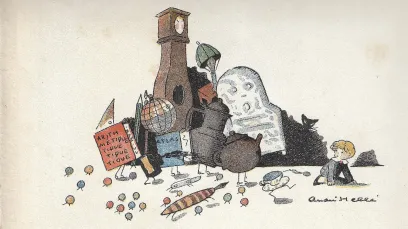 L’Enfant et les sortilèges de Maurice Ravel. Dessin d'André Hellé publié sur la couverture de la partition chant piano, 1925