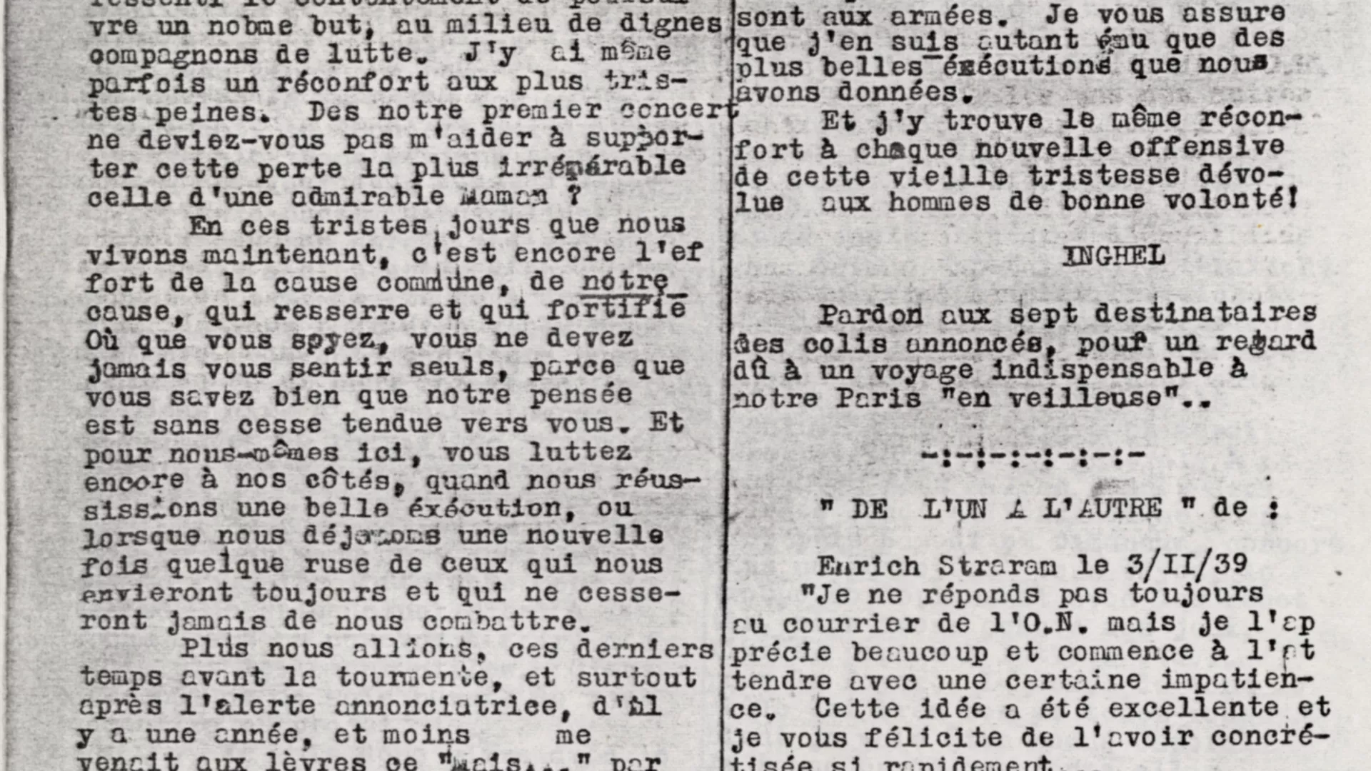1939 Courrier de l'ON