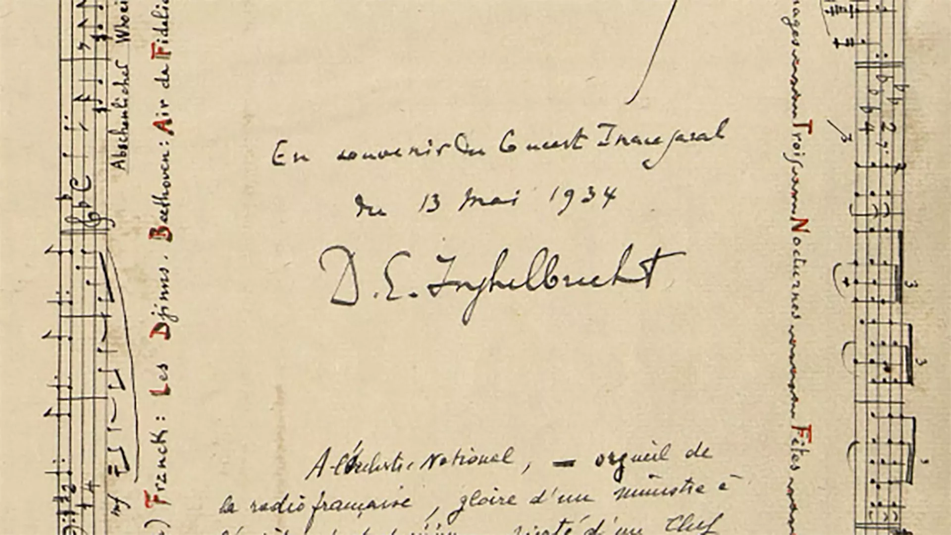 Signature d'Inghelbrecht - livre d'or