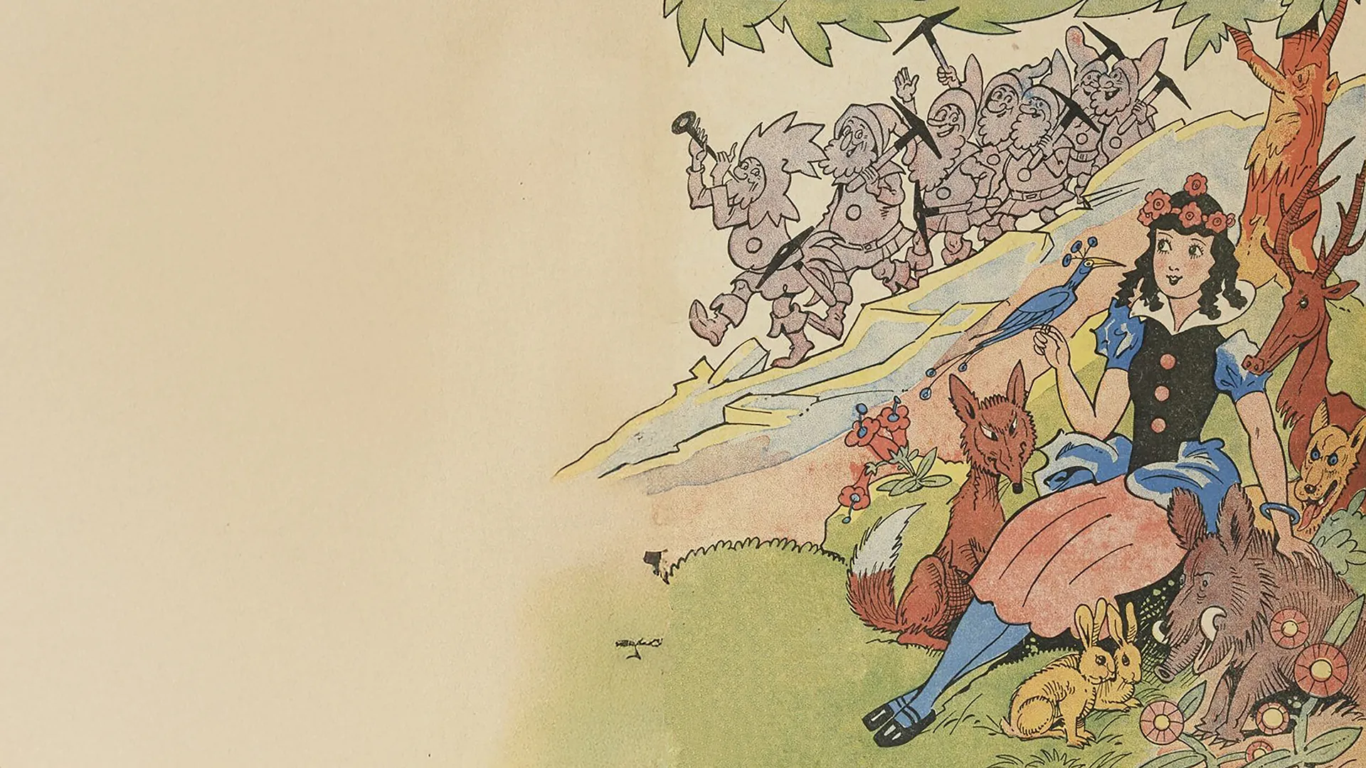 Blanche-Neige, d’après le conte des Frères Grimm. Adapté et imagé par Thomen, 1938 - Source gallica.bnf.fr / Bibliothèque nationale de France