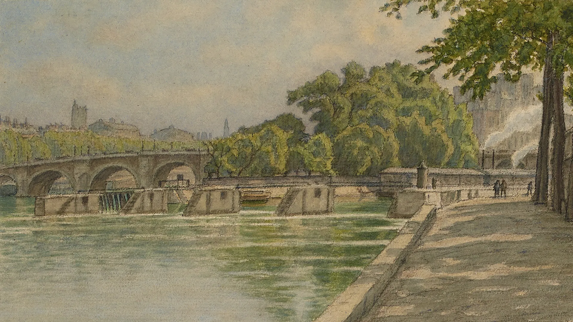 Dessin d’Henri Rivière, Pointe de la Cité, mai 1921, Musée Carnavalet