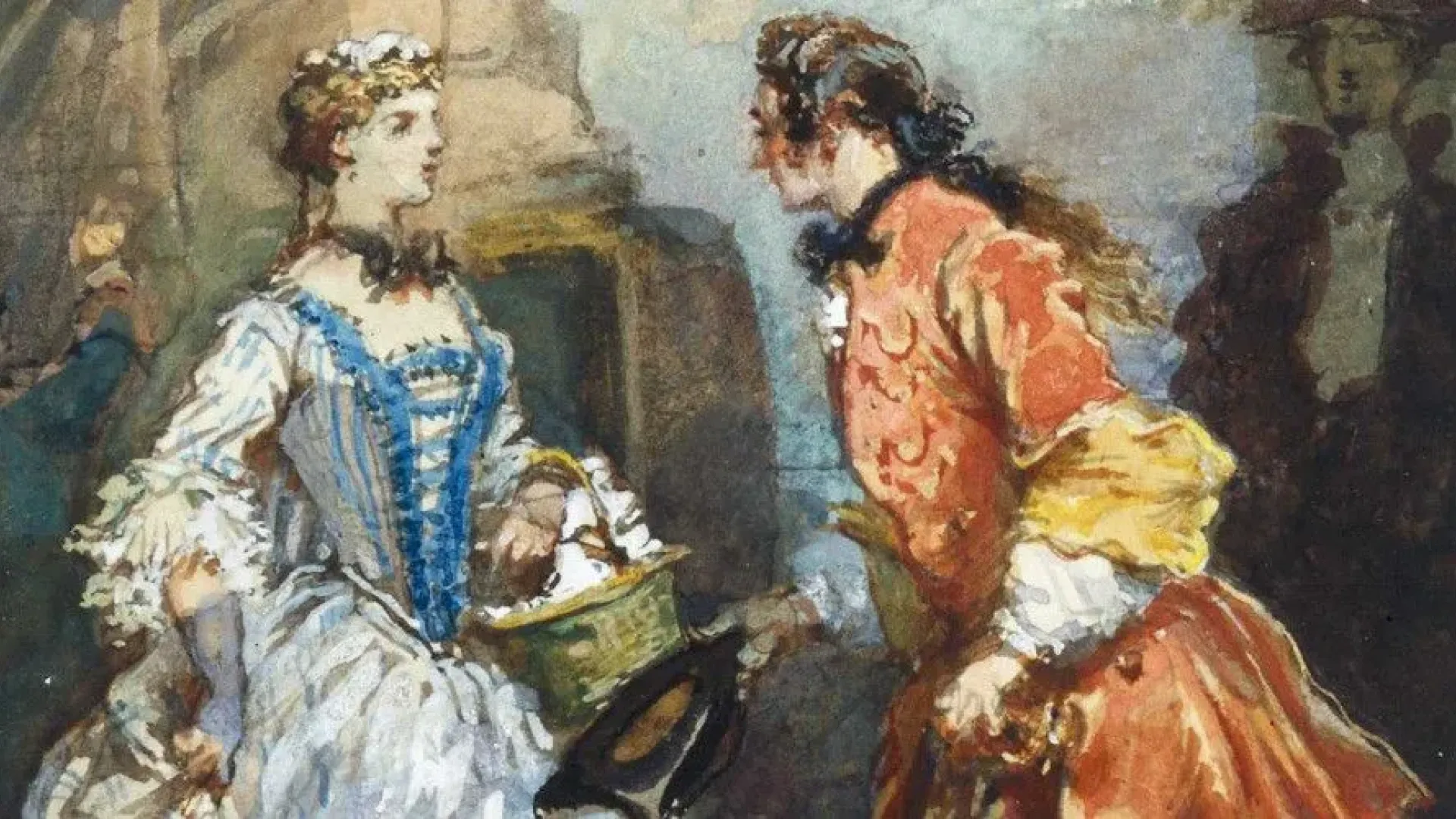 Coup de foudre entre le Chevalier des Grieux et Manon, 1869 - Eugène-Louis Lami (1800-1890)/ BNF