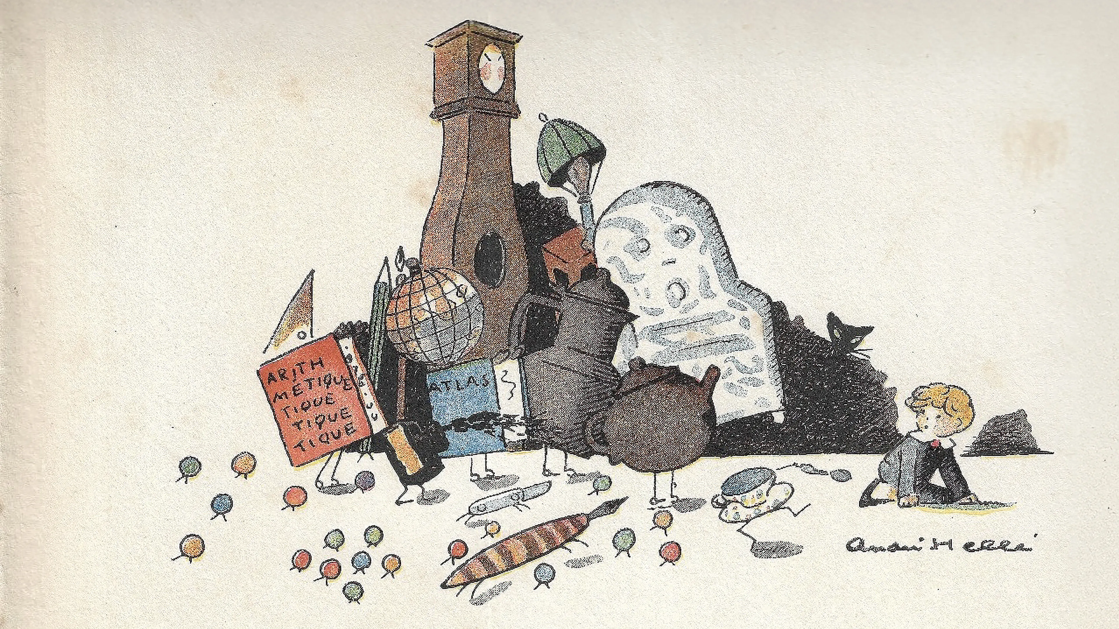 L’Enfant et les sortilèges de Maurice Ravel. Dessin d'André Hellé publié sur la couverture de la partition chant piano, 1925