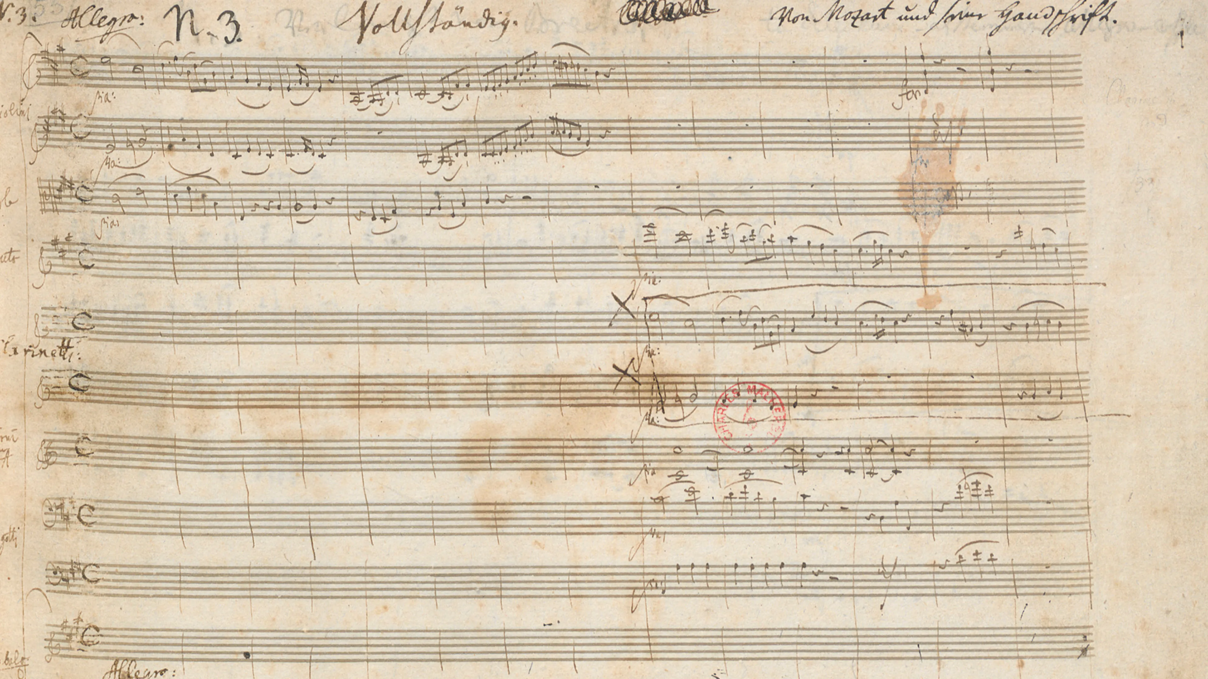 Wolfgang Amadeus Mozart, Concerto pour piano et orchestre en la majeur KV 488, Allegro, manuscrit autographe © Bibliothèque nationale de France