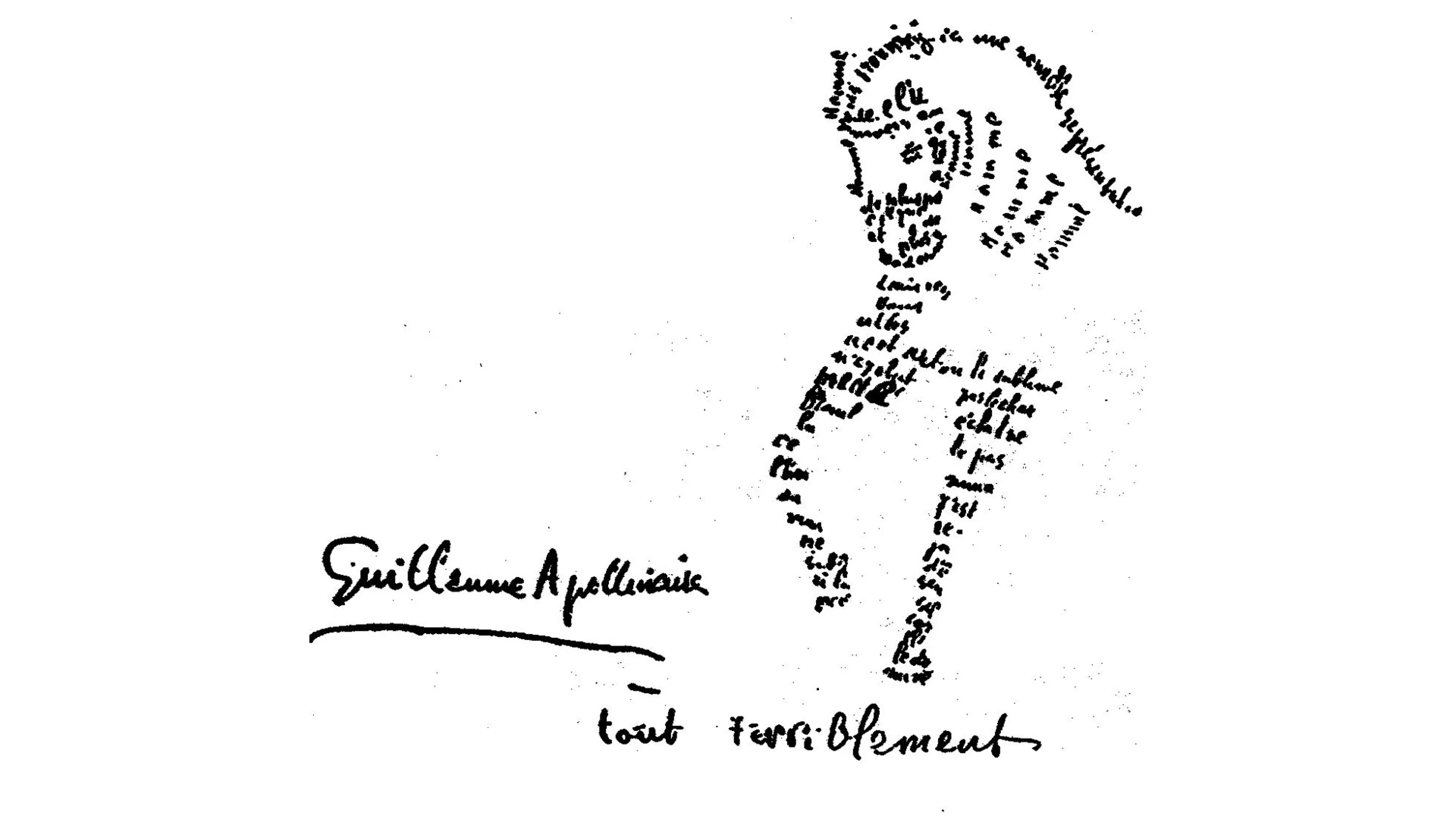 efespfour735922cr%C3%A9dit%20EFENewscom-O.jpg Guillaume Apollinaire, Calligramme composé pour le catalogue de l’exposition de Léopold Survage et Irène Lagut, 1917