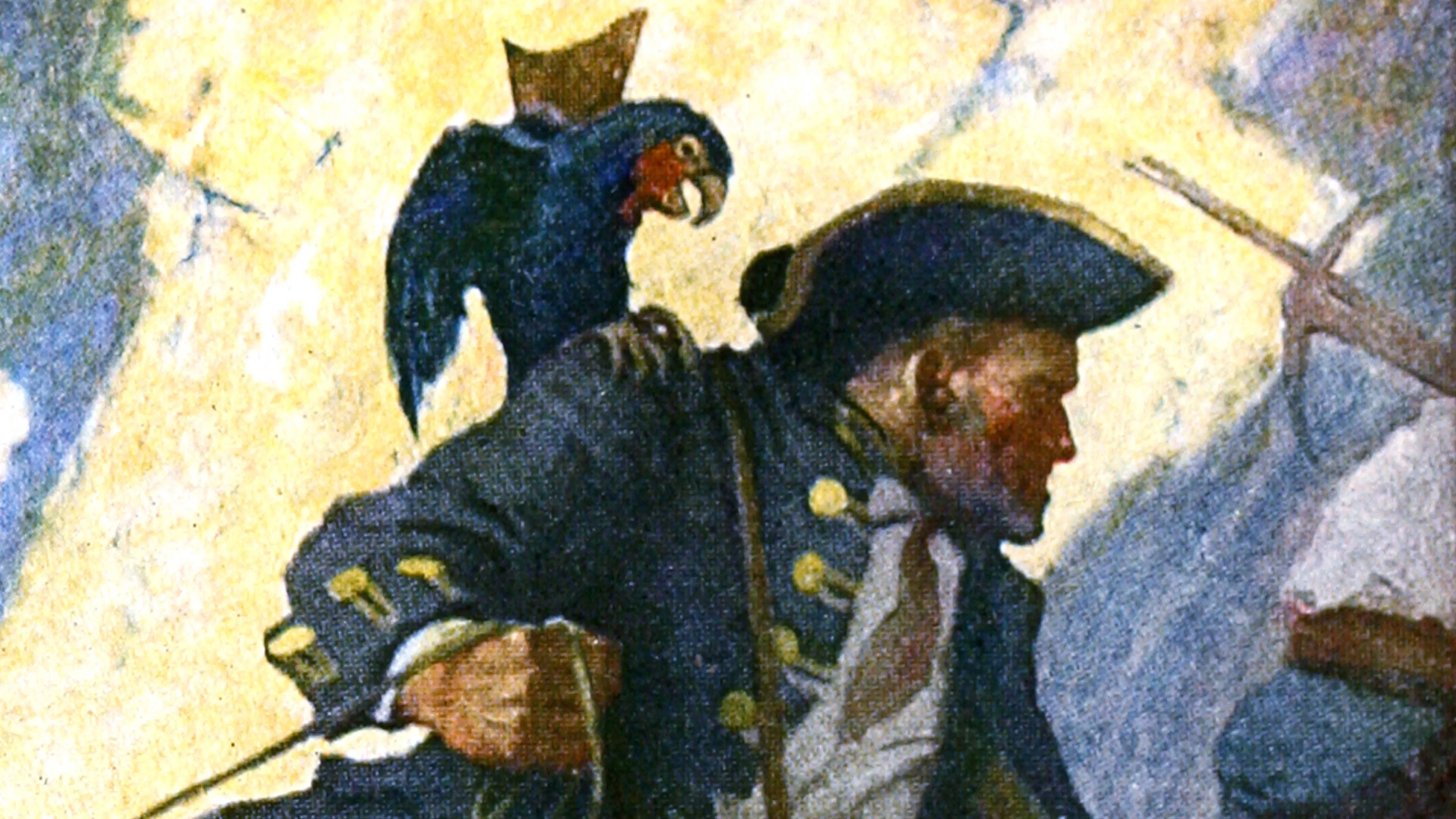 Long John Silver, illustration de N.C. Wyeth (1882-1945), in Robert Louis Stevenson,&nbsp;Treasure Island, Charles Scribner’s Sons, New York, 1911.&nbsp;
