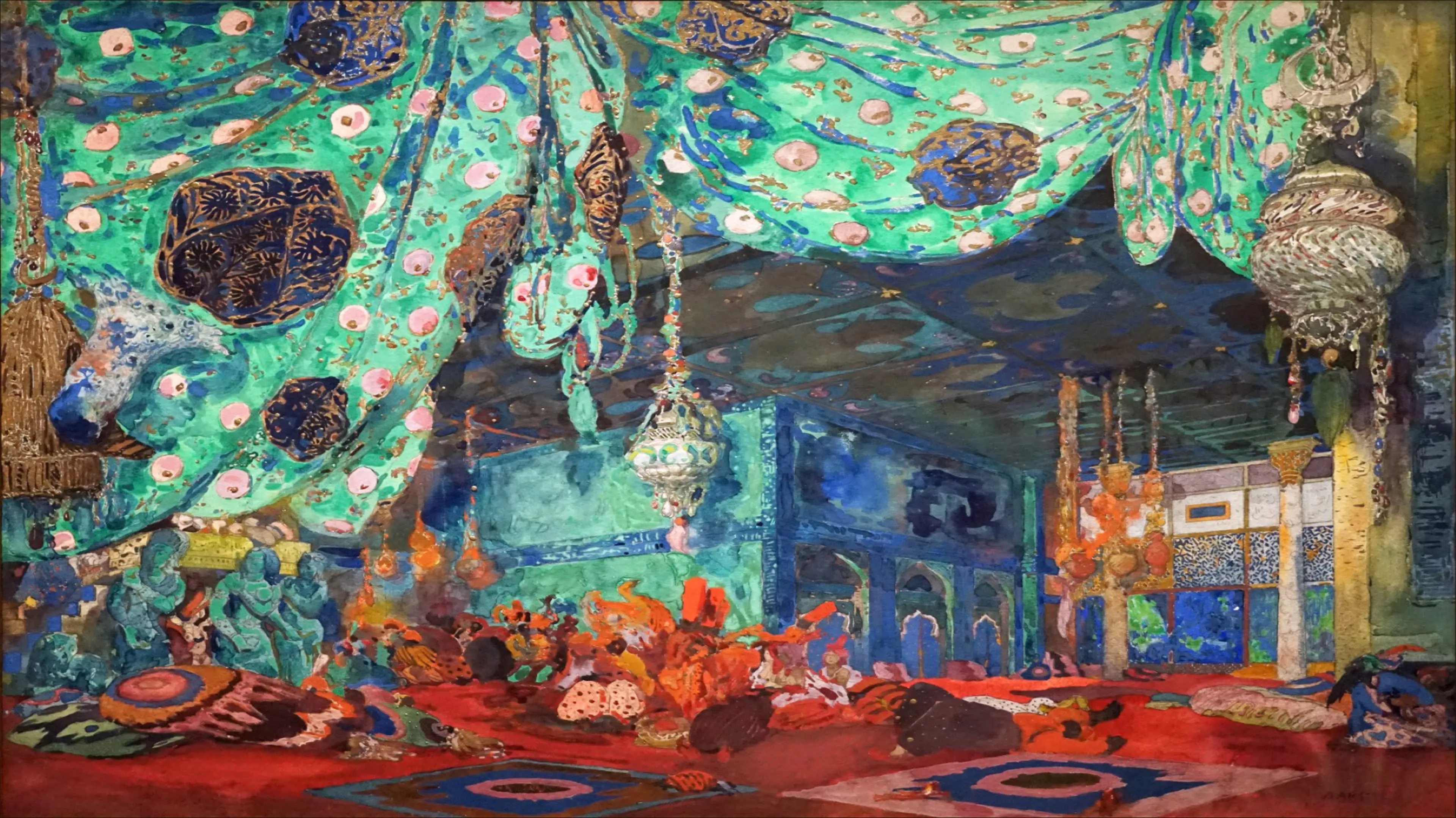 Décor du ballet Shéhérazade de Léon Bakst (Bibliothèque-musée de l'Opéra, Paris)
